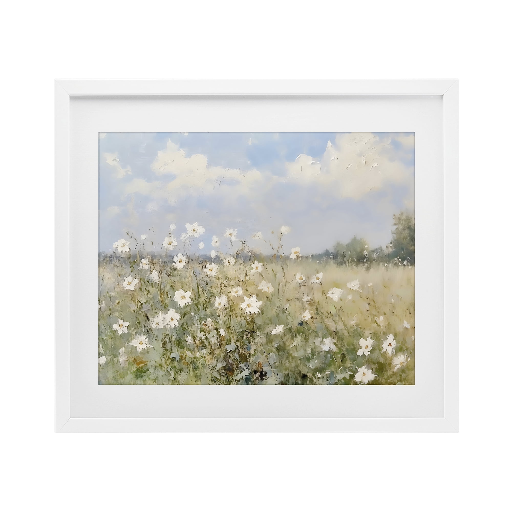 Stupell Industries Neutral Wildflower Field in Bloom White Framed Print Under Glass, design by LSR Design Studio