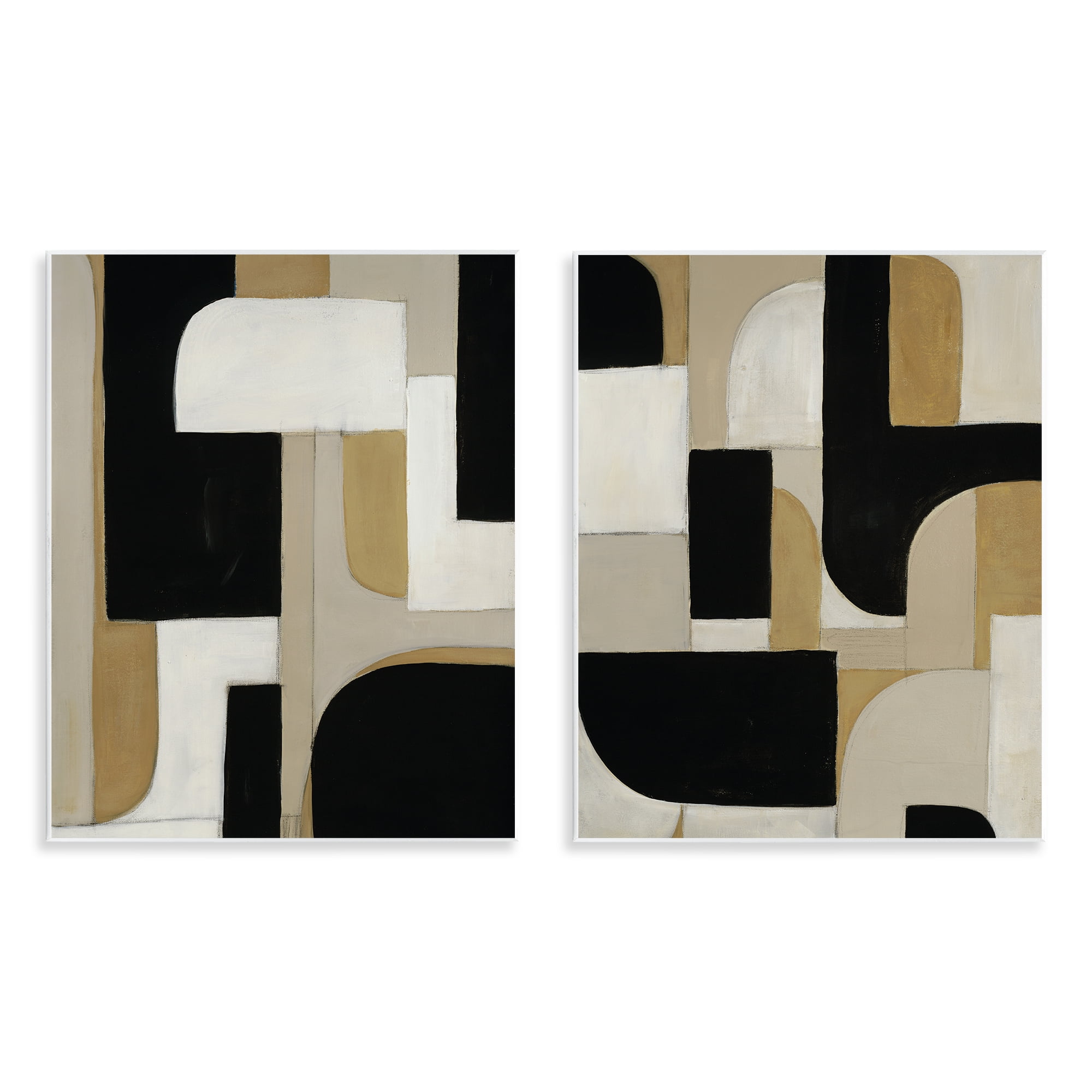Stupell Industries Neutrals & Black Geometrics 2 Piece Wall Plaque Art Set, design by Kippi Leonard