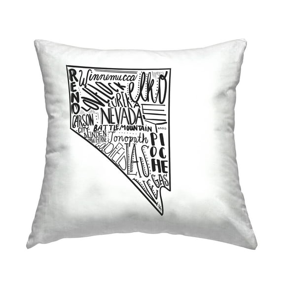 Stupell Industries Nevada State Typography Map Various Cities Design by Saturday Evening Post Throw Pillow