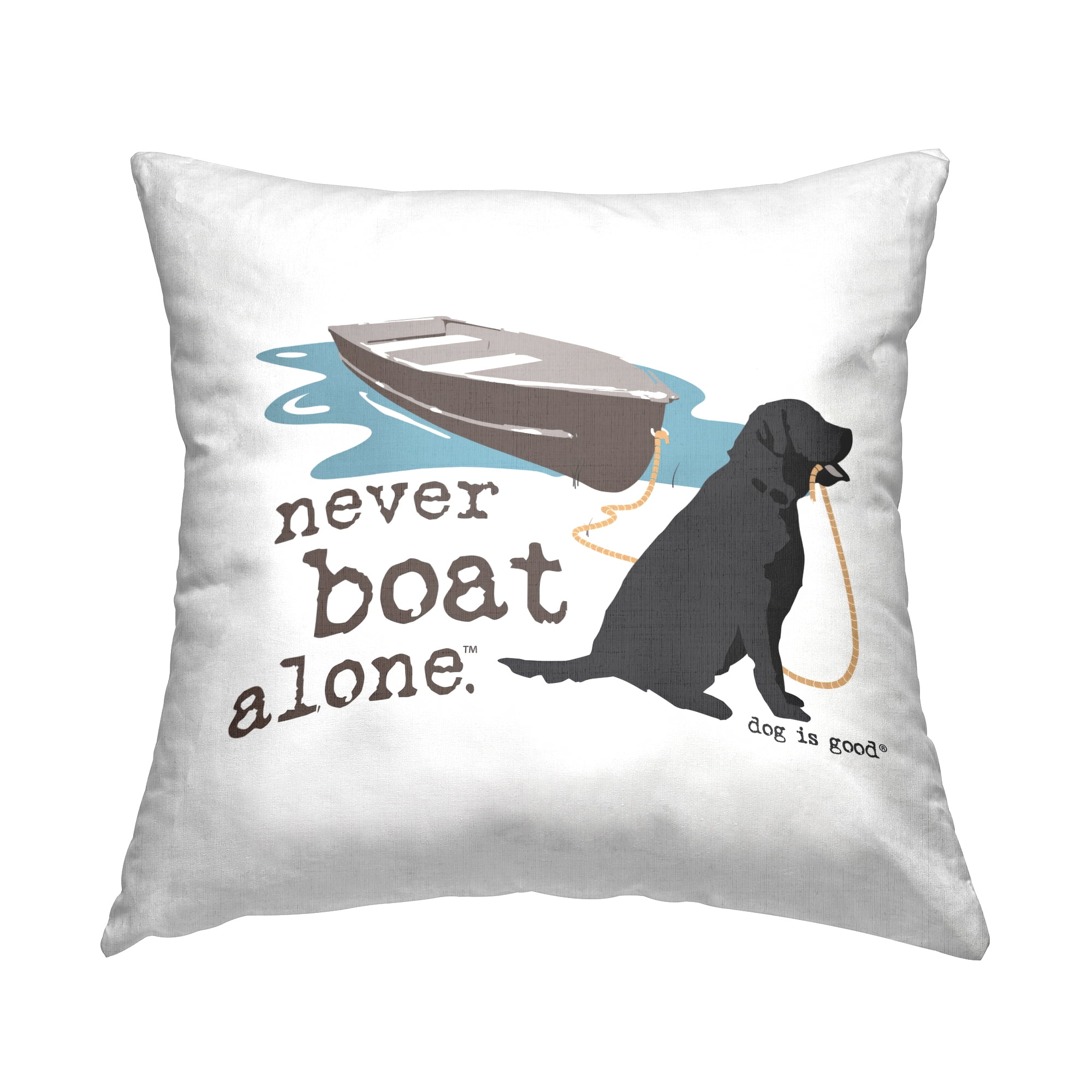 Stupell Industries Never Boat Alone Dog Decorative Printed Throw Pillow Design by Dog Is Good.