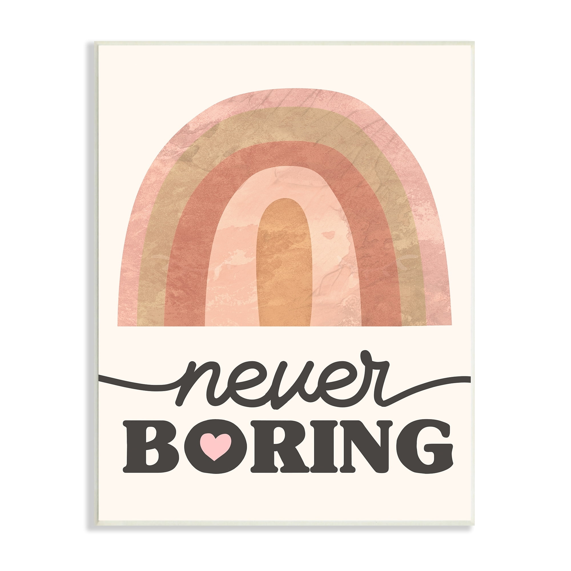Stupell Industries Never Boring Phrase Desert Rainbow Pink Heart, 10 x 15, Design by Daphne Polselli