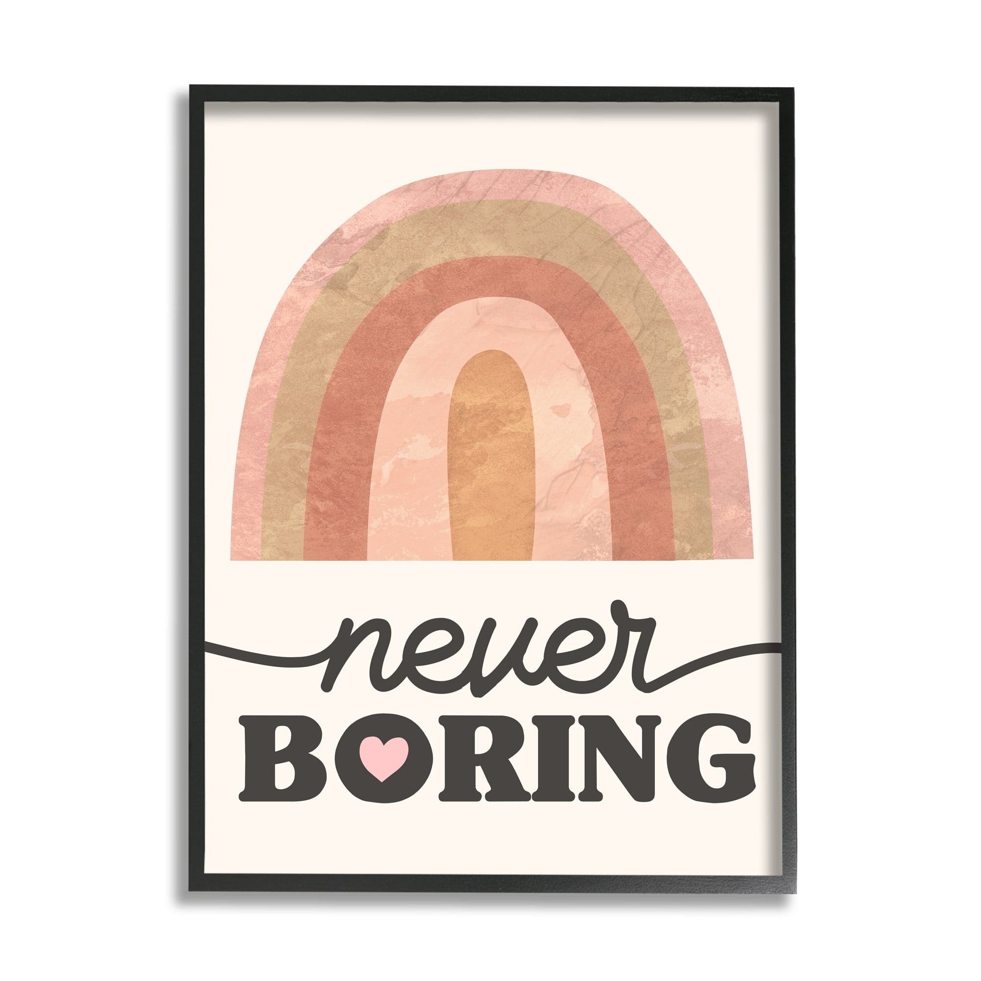 Stupell Industries Never Boring Phrase Desert Rainbow Pink Heart, 11 x 14, Design by Daphne Polselli