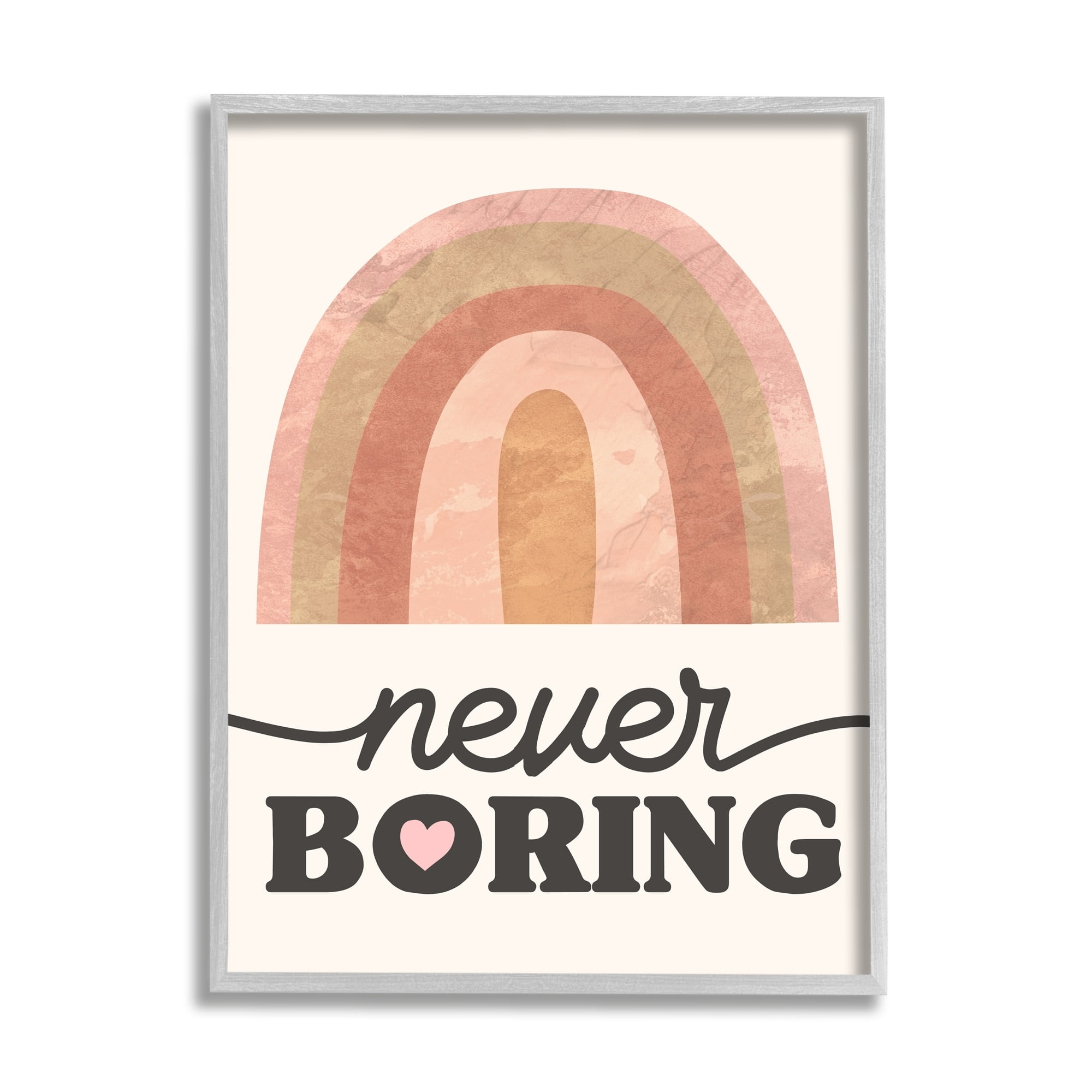 Stupell Industries Never Boring Phrase Desert Rainbow Pink Heart, 11 x 14, Design by Daphne Polselli