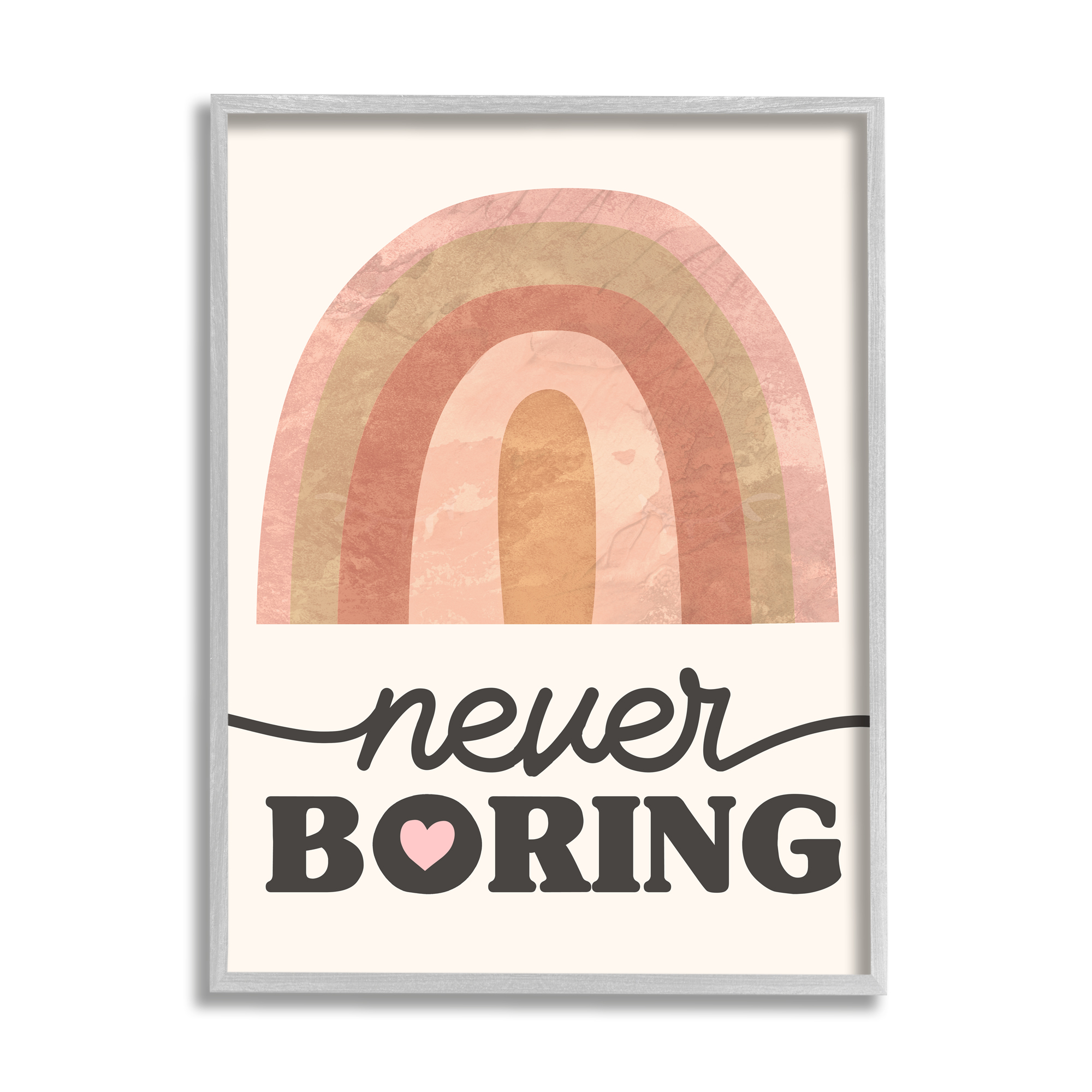 Stupell Industries Never Boring Phrase Desert Rainbow Pink Heart, 16 x 20, Design by Daphne Polselli