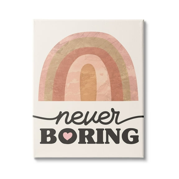 Stupell Industries Never Boring Phrase Desert Rainbow Pink Heart, 24 x 30, Design by Daphne Polselli