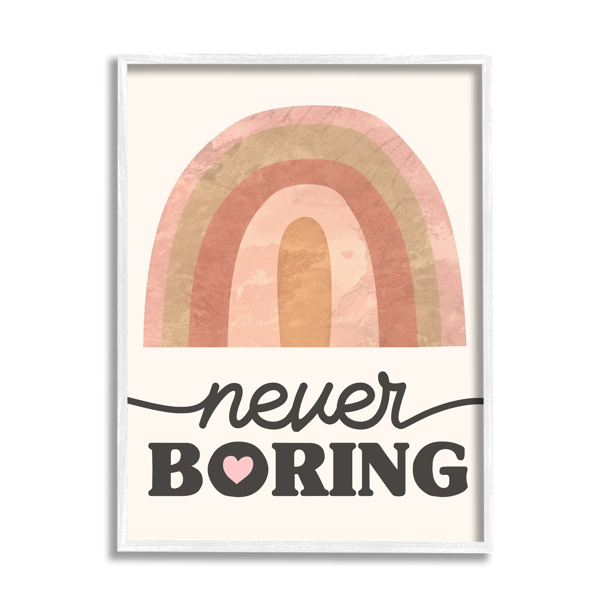 Stupell Industries Never Boring Phrase Desert Rainbow Pink Heart, 24 x 30, Design by Daphne Polselli