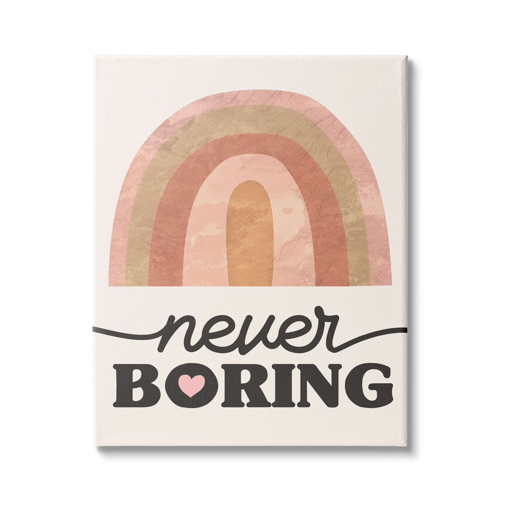 Stupell Industries Never Boring Phrase Desert Rainbow Pink Heart, 36 x 48, Design by Daphne Polselli