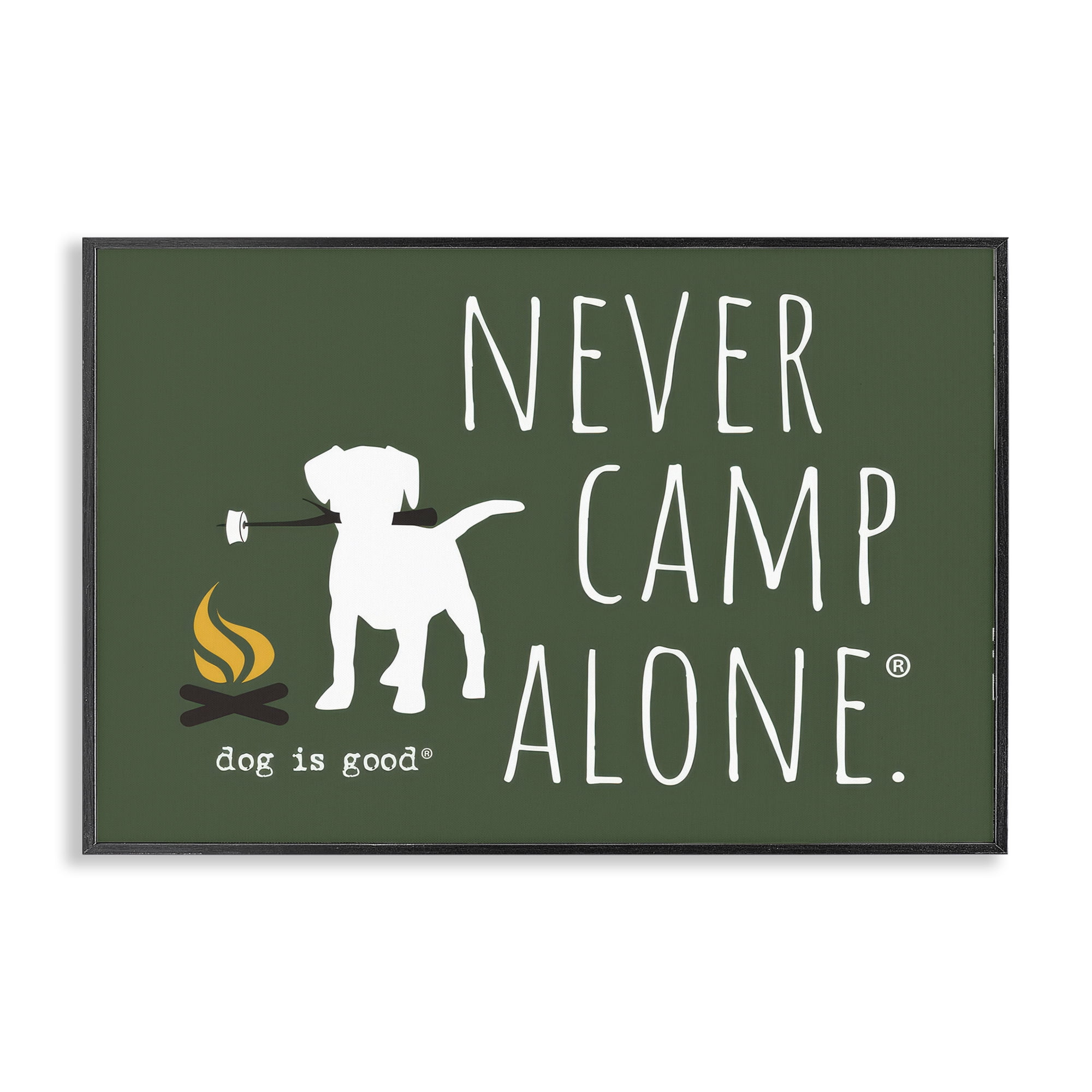 Stupell Industries Never Camp Alone Animals Painting Black Framed Art Print Wall Art, 24 x 16
