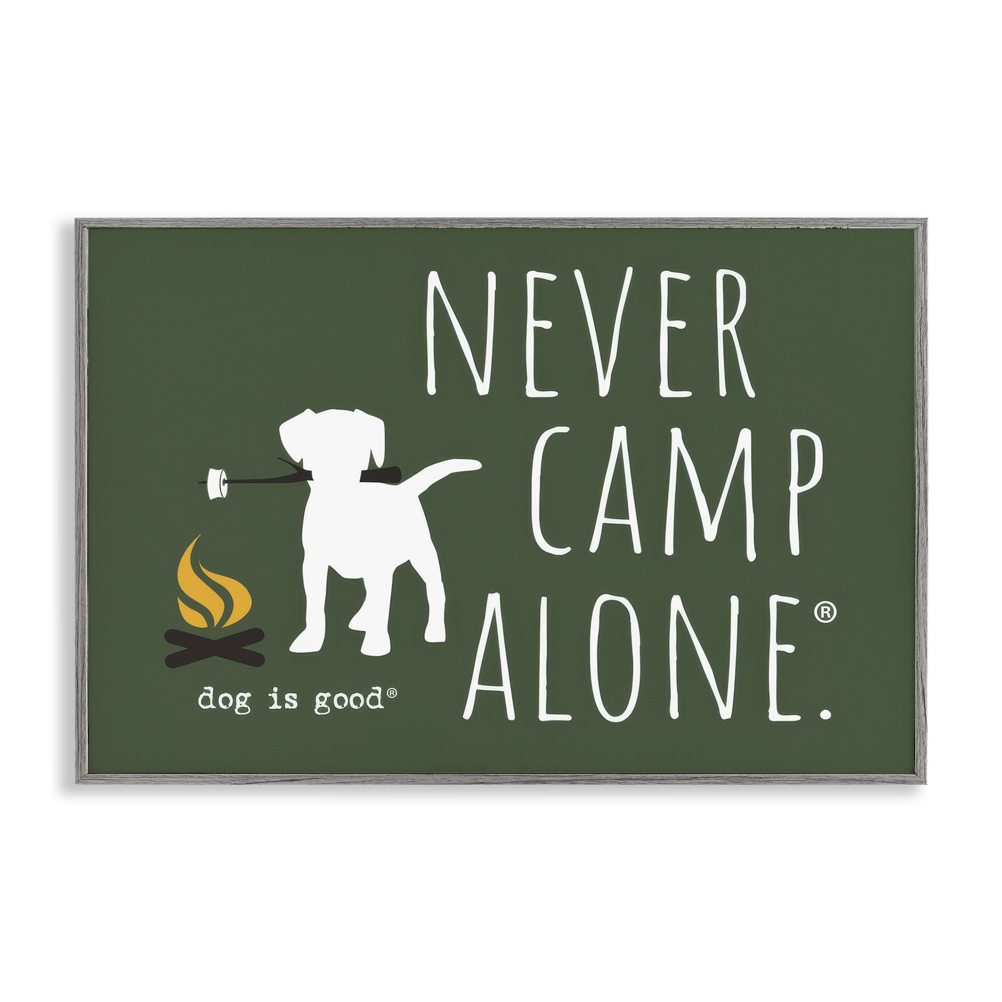 Stupell Industries Never Camp Alone Animals Painting Gray Framed Art Print Wall Art, 24 x 16