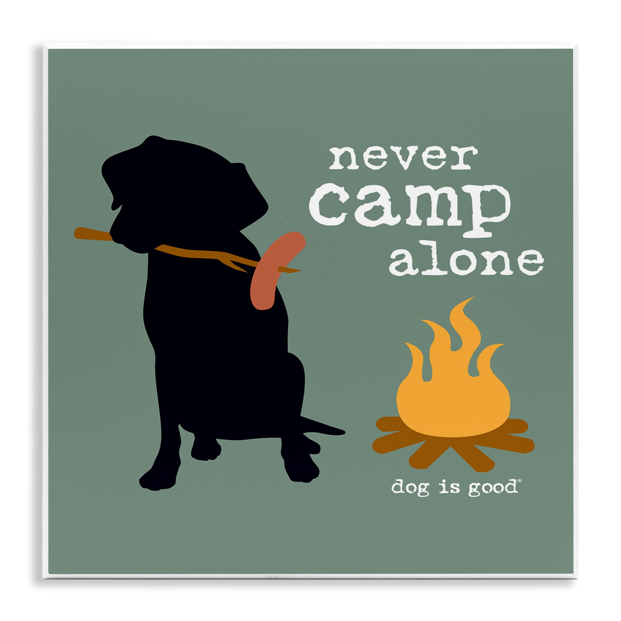 Stupell Industries Never Camp Alone Dog Animals Painting Unframed Art Print Wall Art, 12 x 12
