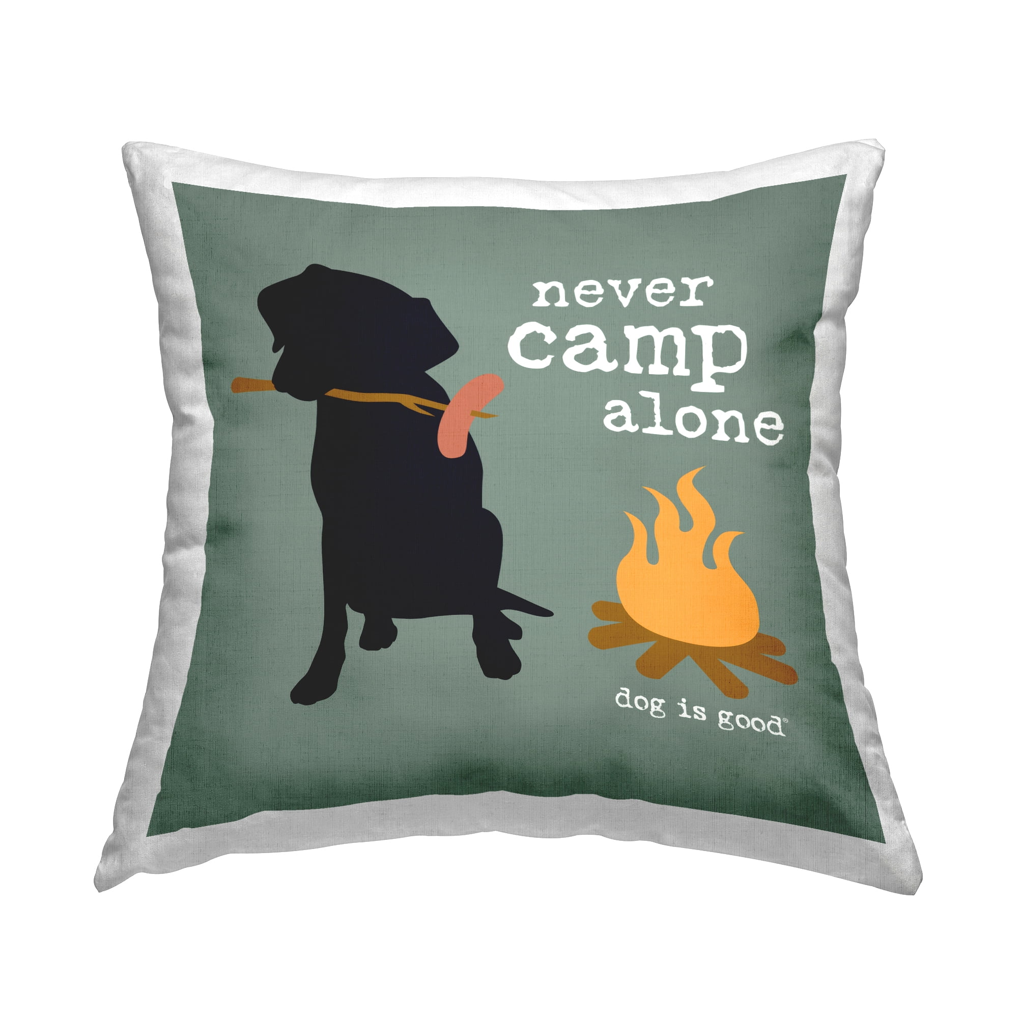 Stupell Industries Never Camp Alone Dog Decorative Printed Throw Pillow Design by Dog Is Good.