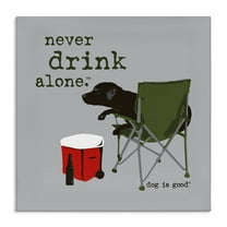 Stupell Industries Never Drink Alone Dog Animals Painting Wrapped Canvas Art Print Wall Art, 17 x 17