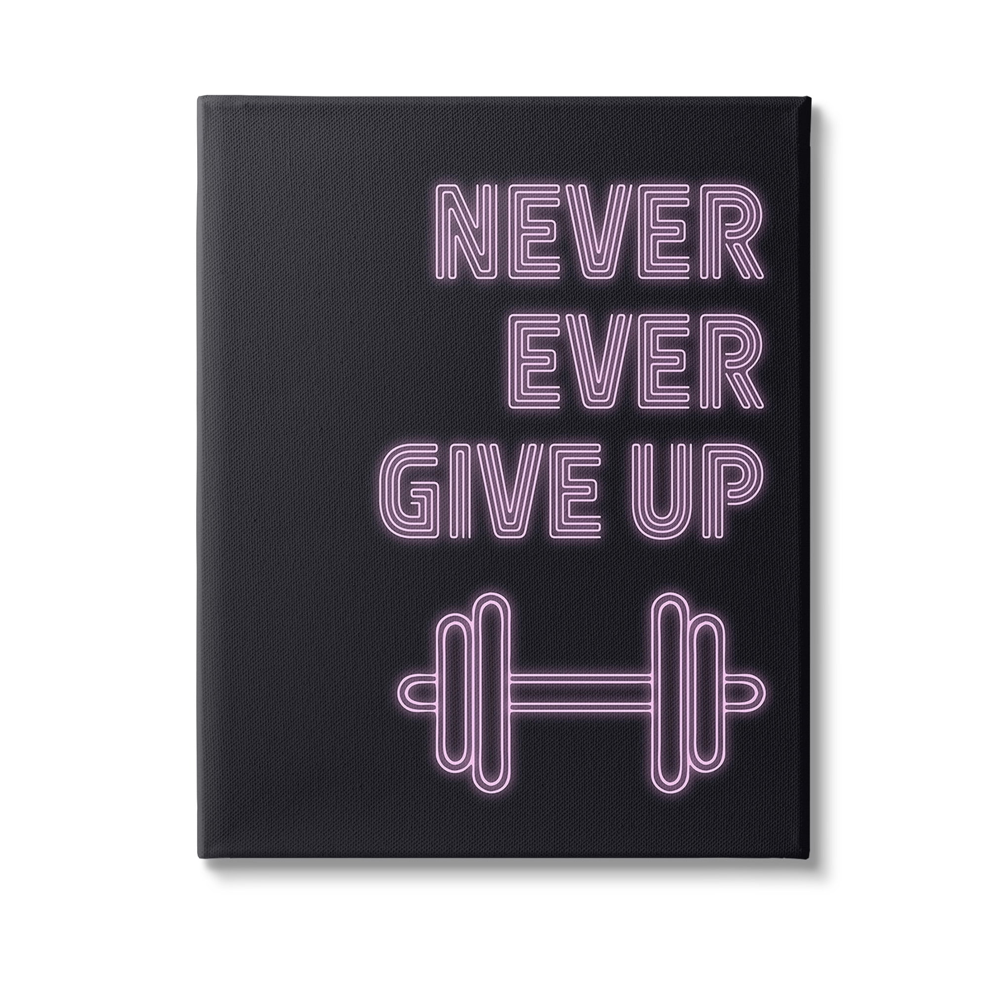 Stupell Industries Never Ever Give Up Inspirational Painting Gallery Wrapped Canvas Art Print Wall Art, 36 x 48
