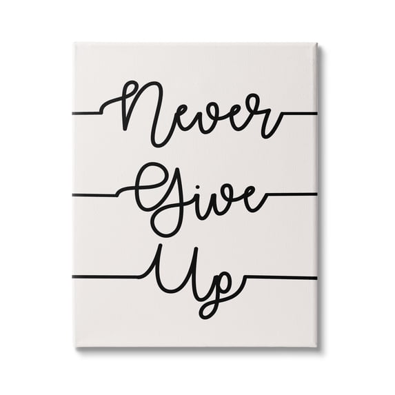 Stupell Industries Never Give Up Phrase Abstract Line Typography, 16 x 20, Design by Sd Graphics Studio