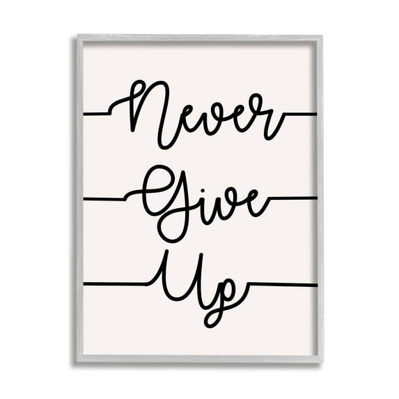 Stupell Industries Never Give Up Phrase Abstract Line Typography, 24 x 30, Design by Sd Graphics Studio