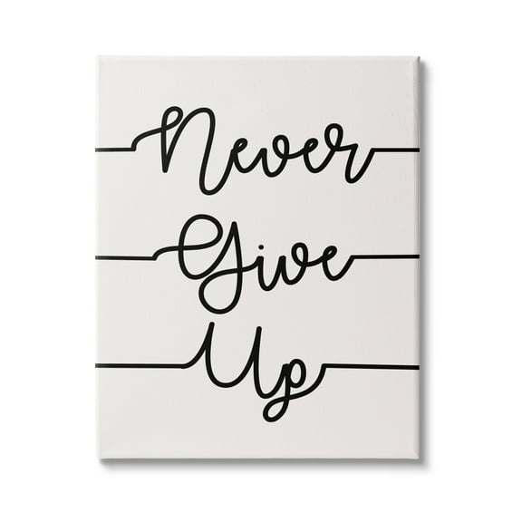 Stupell Industries Never Give Up Phrase Abstract Line Typography, 24 x 30, Design by Sd Graphics Studio