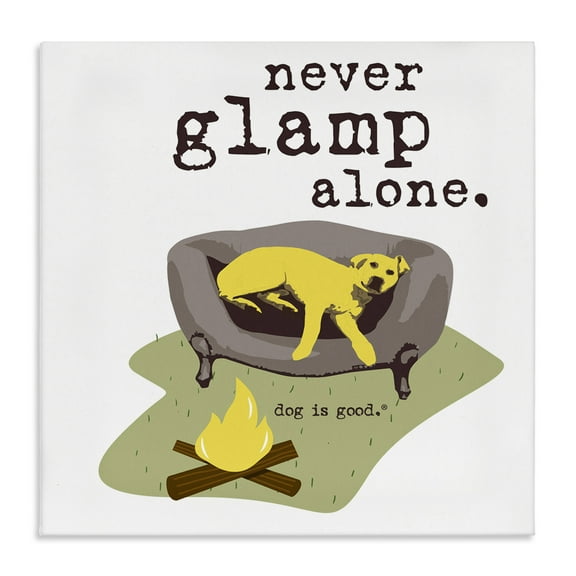 Stupell Industries Never Glamp Alone Dog Animals Painting Wrapped Canvas Art Print Wall Art, 17 x 17