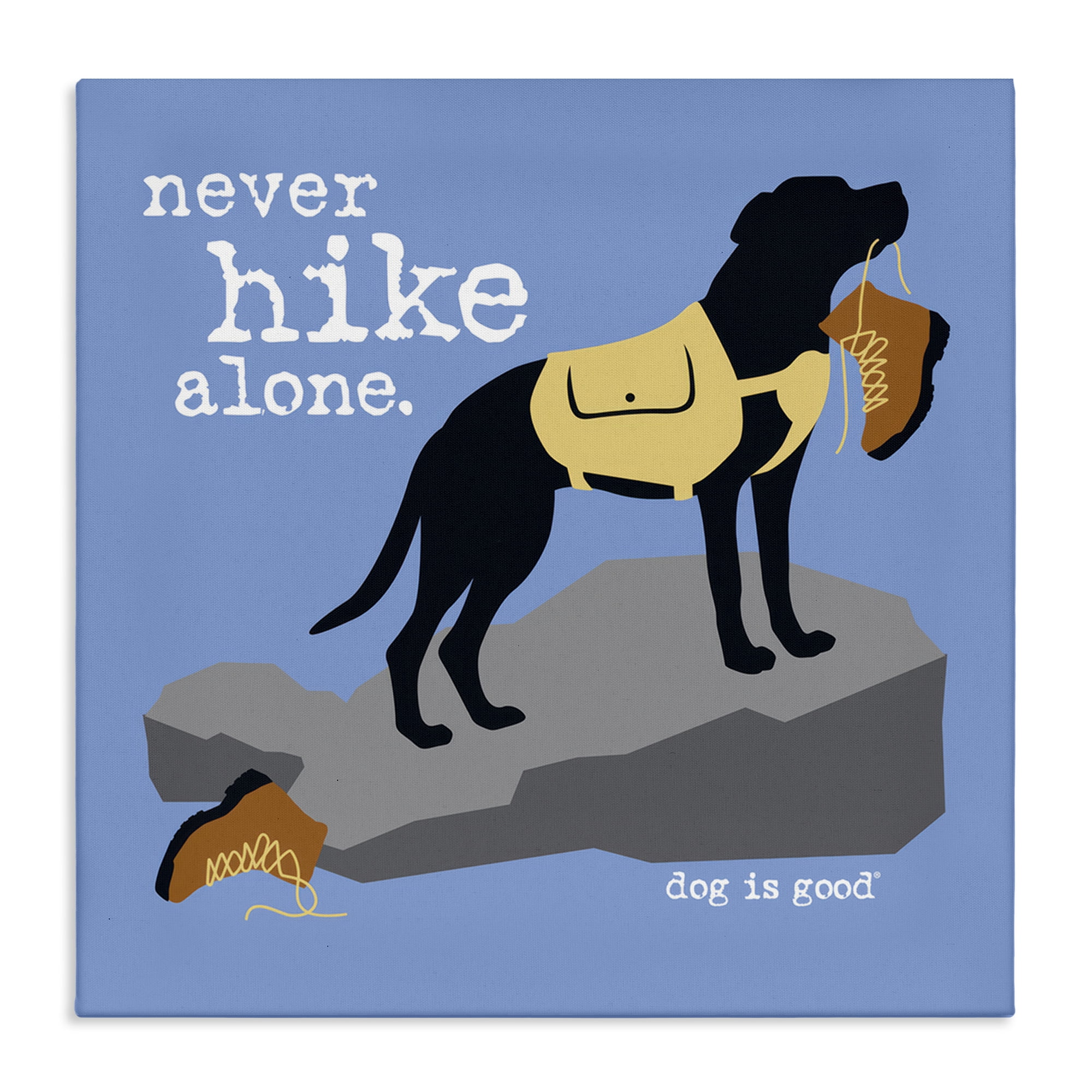 Stupell Industries Never Hike Alone Dog Animals Painting Wrapped Canvas Art Print Wall Art, 36 x 36