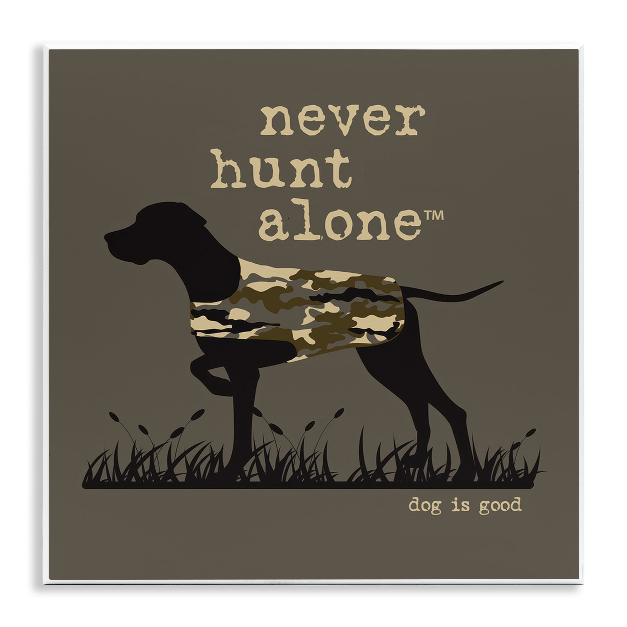 Stupell Industries Never Hunt Alone Dog Animals Painting Unframed Art Print Wall Art, 12 x 12