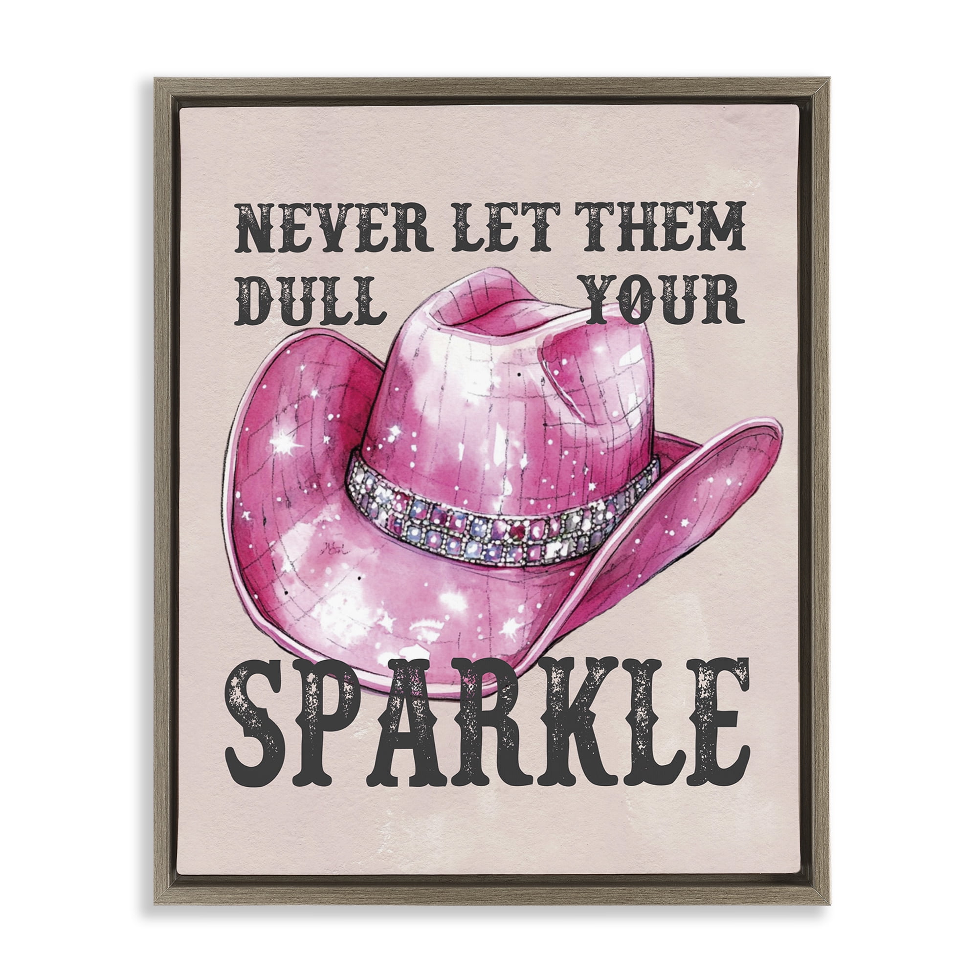 Stupell Industries Never Let Them Dull Your Sparkle Fashion Painting Brown Floater Framed Canvas Art Print Wall Art, 17 x 21