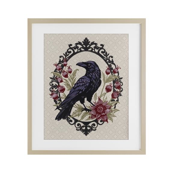 Stupell Industries Never More Ornate Raven Birch Framed Print Under Glass, design by Radhika Modi