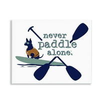 Stupell Industries Never Paddle Alone with Dog Animals Painting Unframed Art Print Wall Art, 14 x 11