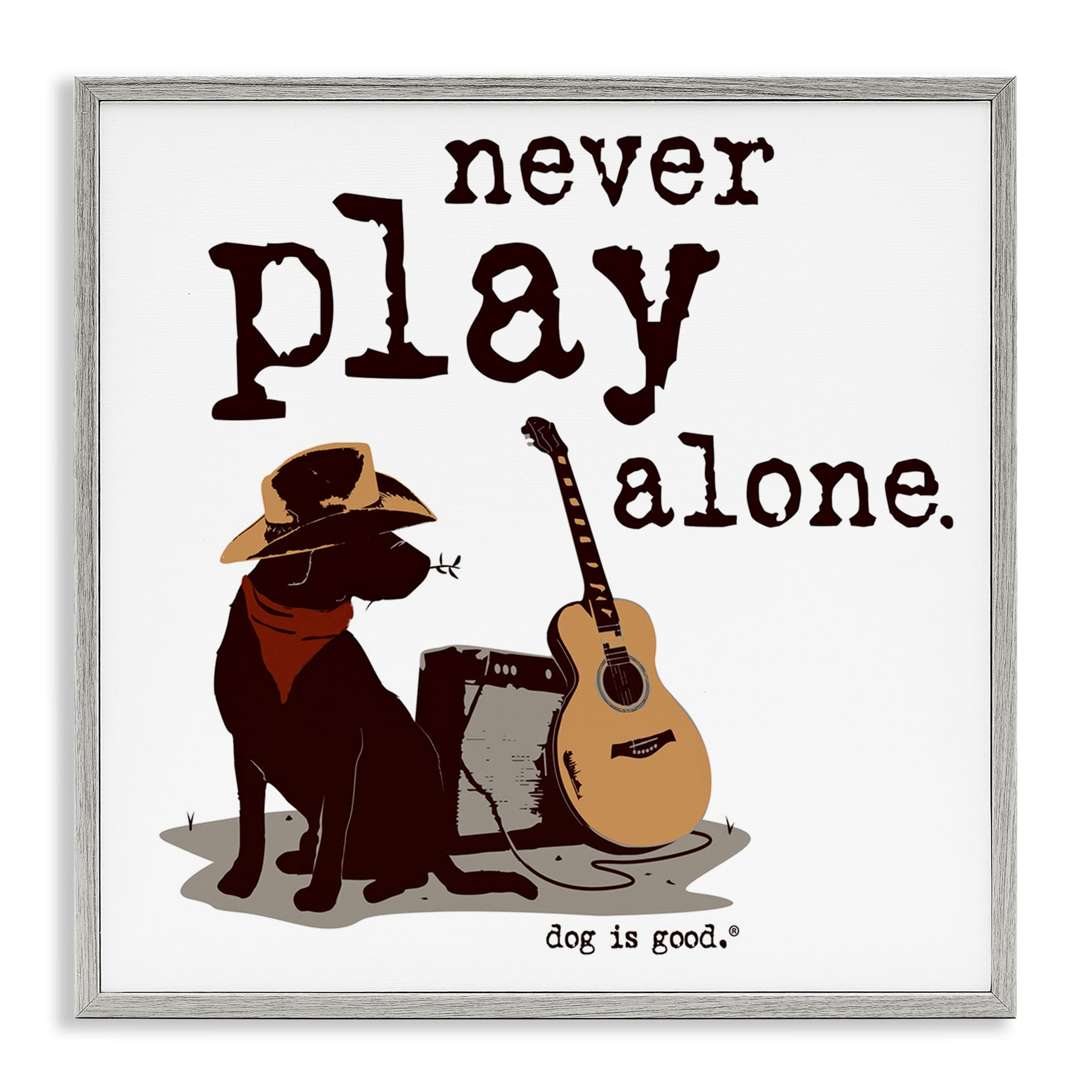 Stupell Industries Never Play Music Alone Animals Painting Gray Framed Art Print Wall Art, 12 x 12