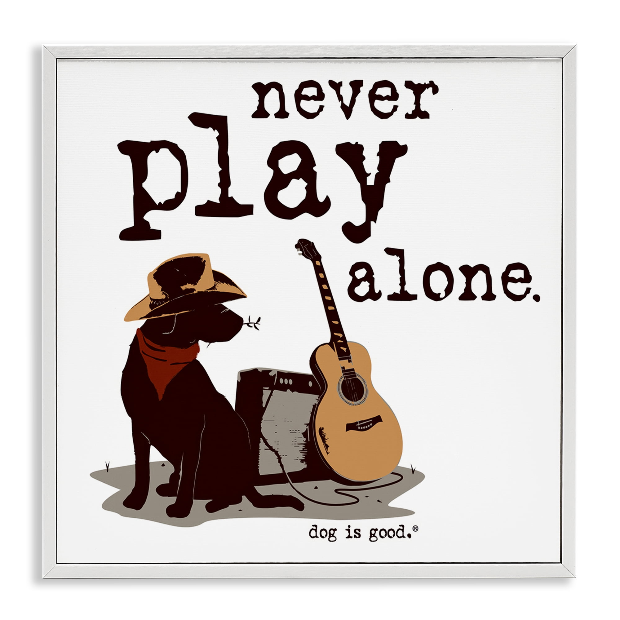 Stupell Industries Never Play Music Alone Animals Painting White Framed Art Print Wall Art, 24 x 24