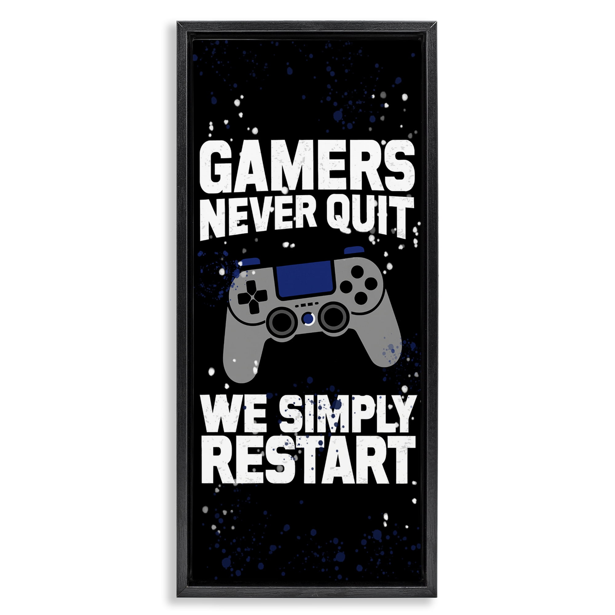 Stupell Industries Never Quit Simply Restart Black Framed Floater Canvas Wall Art, design by Kim Allen