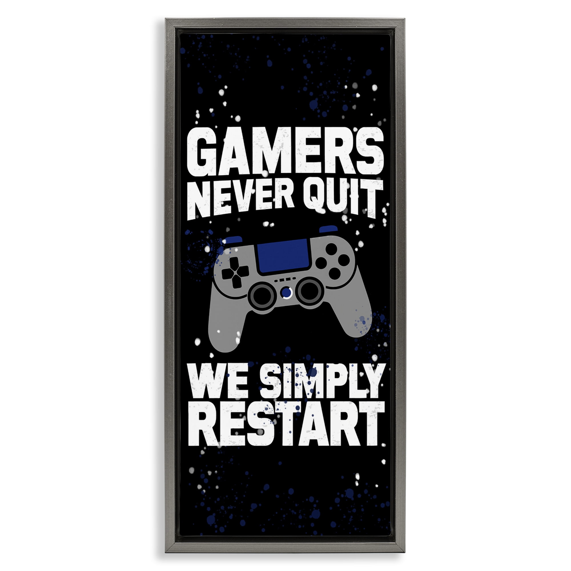 Stupell Industries Never Quit Simply Restart Gray Framed Floater Canvas Wall Art, design by Kim Allen