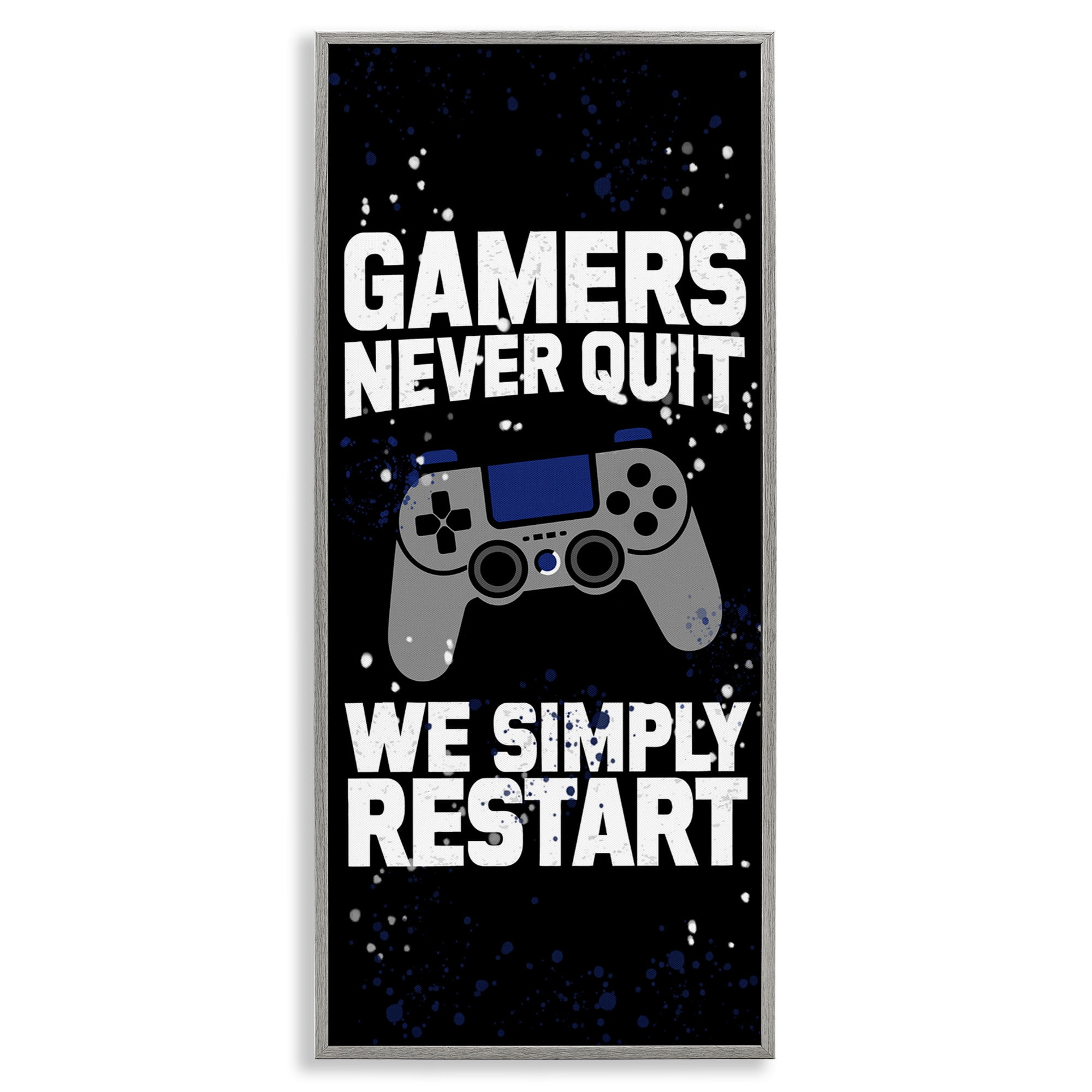 Stupell Industries Never Quit Simply Restart Gray Framed Giclee Art, design by Kim Allen