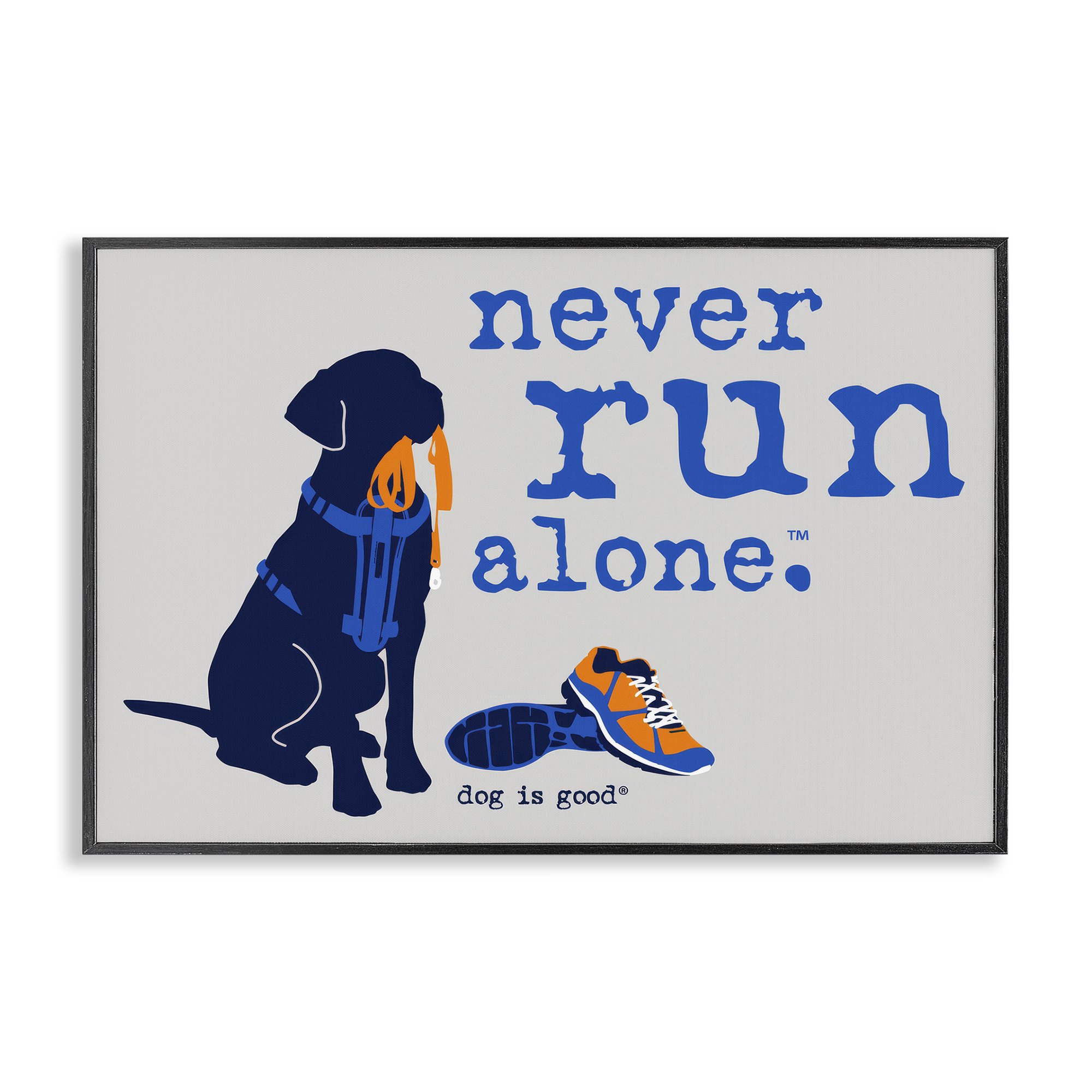 Stupell Industries Never Run Alone Dog Animals Painting Black Framed Art Print Wall Art, 30 x 20