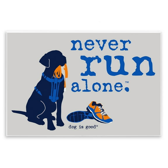 Stupell Industries Never Run Alone Dog Animals Painting Unframed Art Print Wall Art, 15 x 10