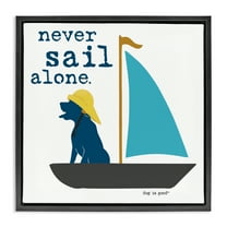 Stupell Industries Never Sail Alone Dog Animals Painting Black Floater Framed Canvas Art Print Wall Art, 18 x 18