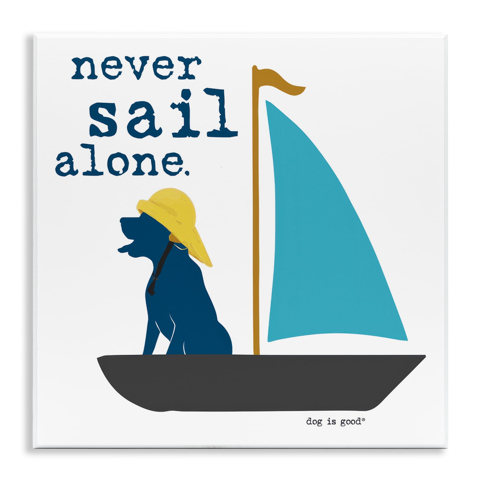 Stupell Industries Never Sail Alone Dog Animals Painting Unframed Art Print Wall Art, 12 x 12
