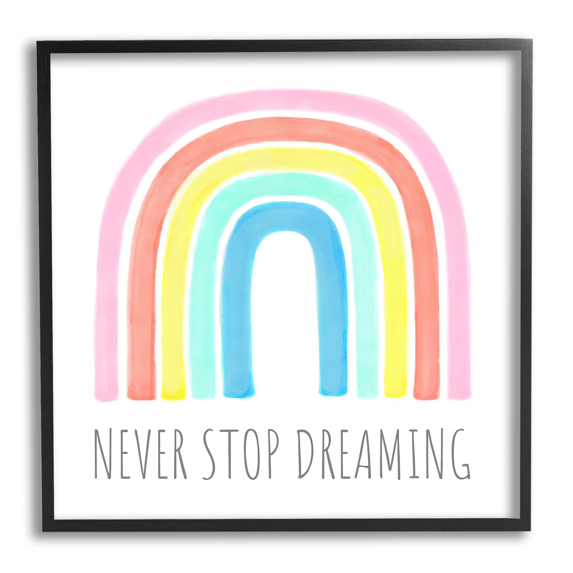 Stupell Industries Never Stop Dreaming Children's Phrase Vibrant Pastel Rainbow, 17 x 30,Design by Reesa Qualia