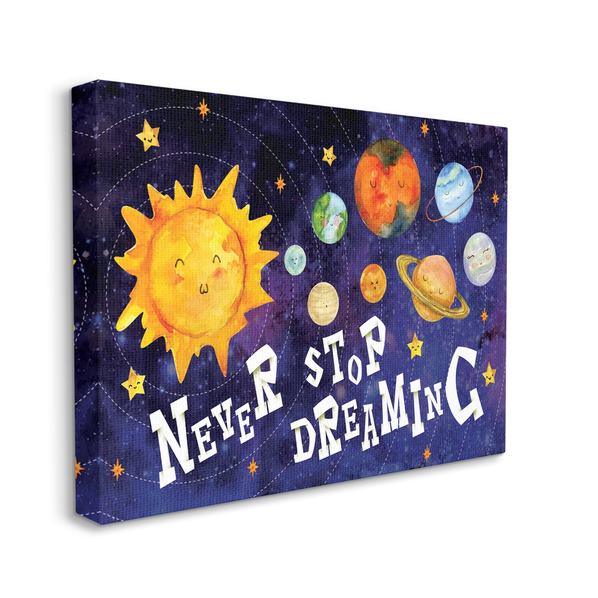 Stupell Industries Never Stop Dreaming Sentiments Happy Face Solar System, 30 x 40, Designed by ND Art
