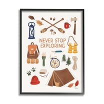 Stupell Industries Never Stop Exploring Phrase Typography Painting Black Framed Art Print Wall Art, 11 x 14