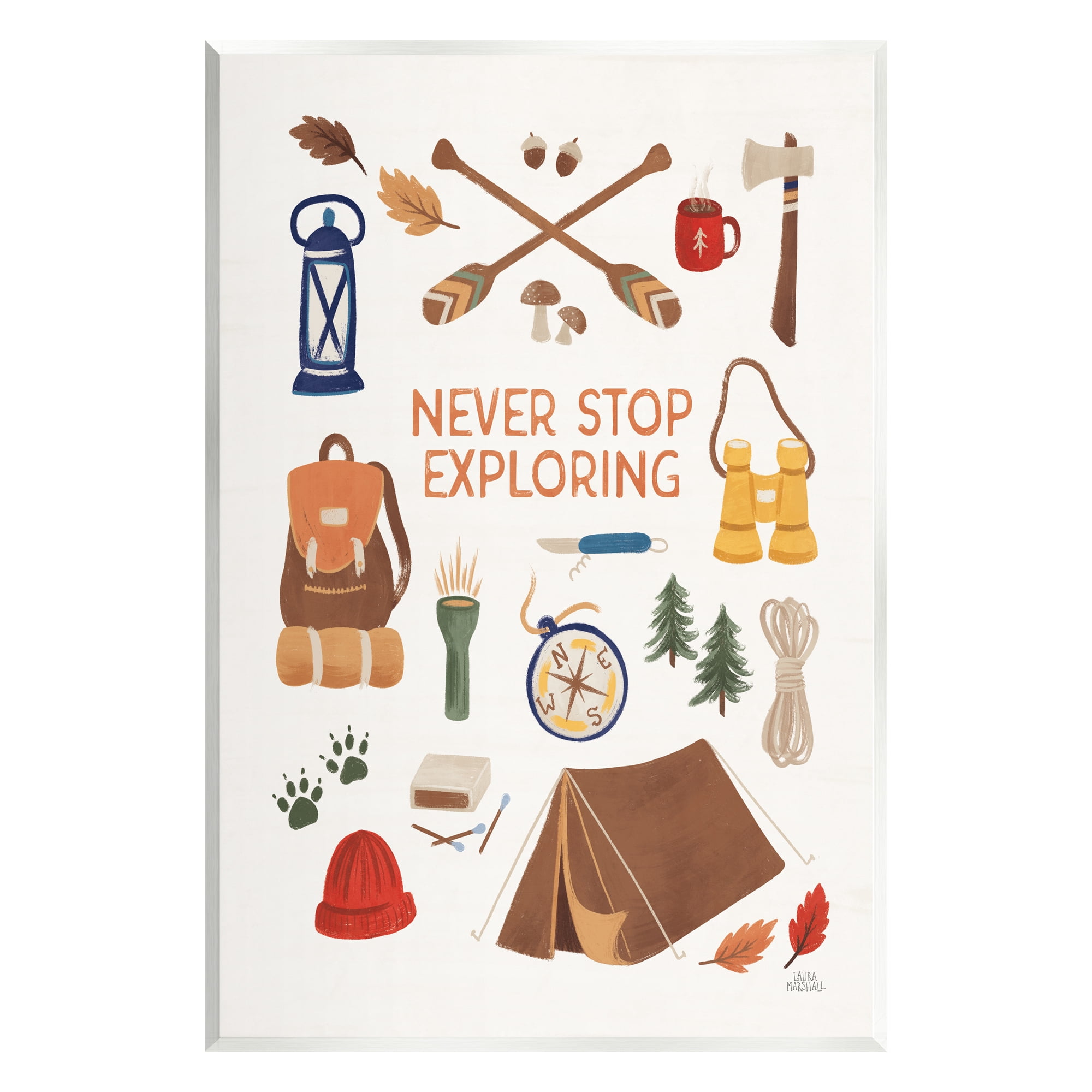 Stupell Industries Never Stop Exploring Phrase Typography Painting Unframed Art Print Wall Art, 13 x 19