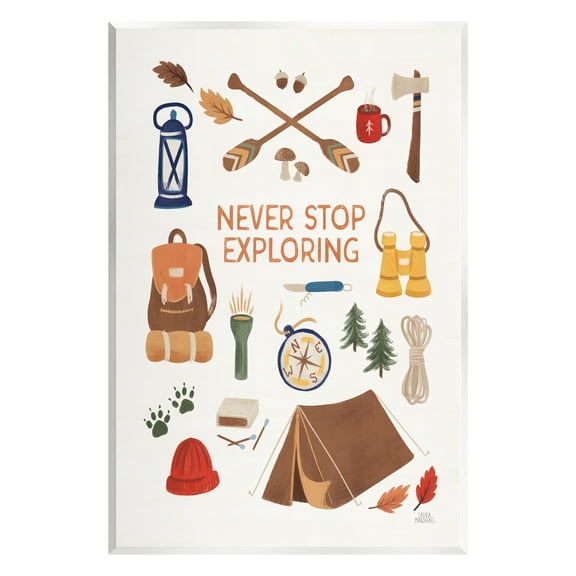 Stupell Industries Never Stop Exploring Phrase Typography Painting Unframed Art Print Wall Art, 13 x 19