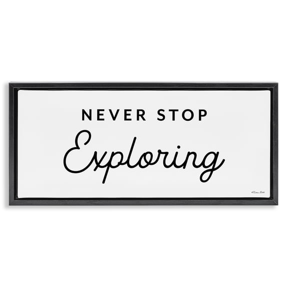 Stupell Industries Rustic Lodge Never Stop Exploring Black Floating Frame Canvas Art, 31 x 14, by Susan Ball