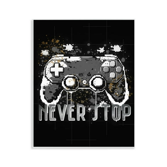 Stupell Industries Never Stop Game Controller Entertainment Painting Unframed Art Print Wall Art, 11 x 14