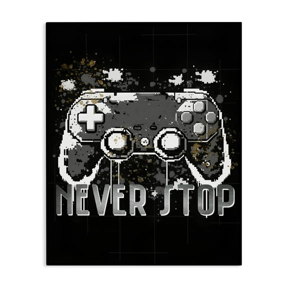 Stupell Industries Never Stop Game Controller Entertainment Painting Wrapped Canvas Art Print Wall Art, 16 x 20