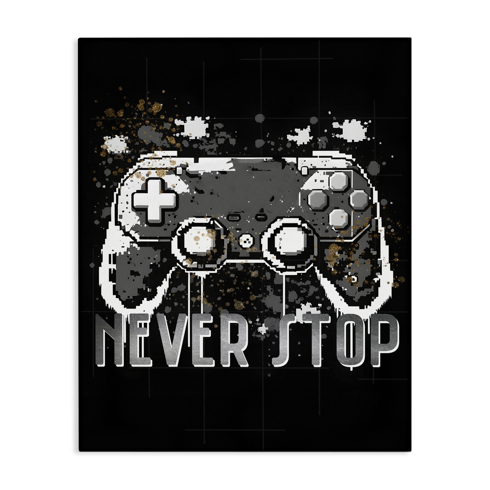 Stupell Industries Never Stop Game Controller Entertainment Painting Wrapped Canvas Art Print Wall Art, 30 x 40