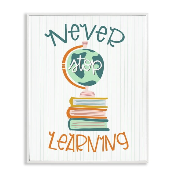 Stupell Industries Never Stop Learning Quotes and Sayings Painting White Framed Art Print Wall Art, 11 x 14