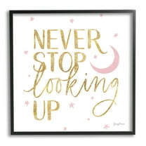 Stupell Industries Never Stop Looking Up Glam Graphic Art Black Framed Art Print Wall Art, Design by Becky Thorns