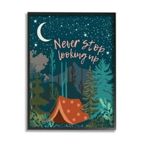 Stupell Industries Never Stop Looking Up Phrase Night Sky Camping,16 x 20,Designed by Jennifer Ellory