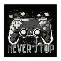 Stupell Industries Never Stop Pixel Controller Entertainment Painting Wrapped Canvas Art Print Wall Art, 17 x 17