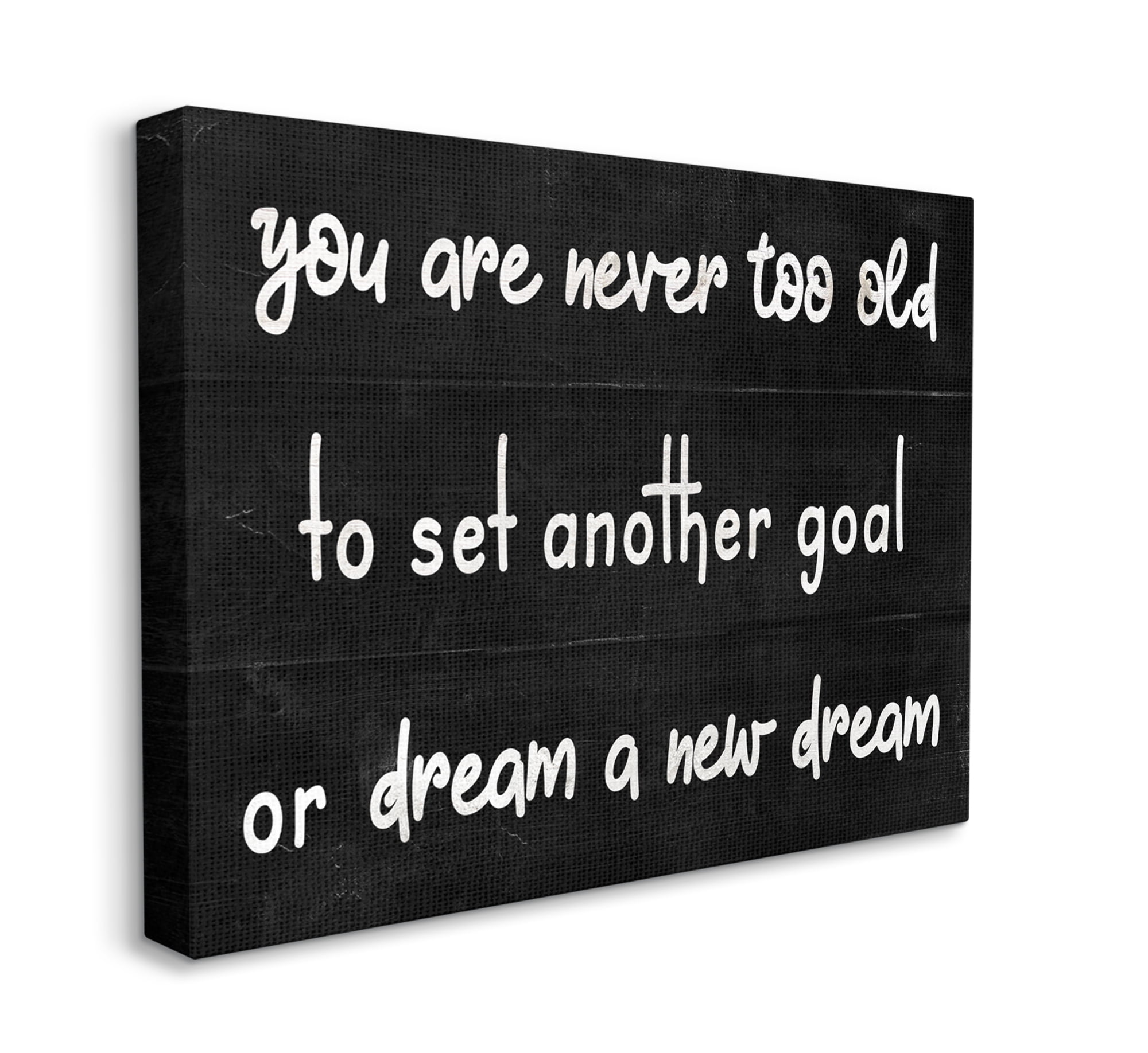 Stupell Industries Never To Old to Set Goals Phrase Minimal Black White Canvas Wall Art, 24 x 30, Design by Daphne Polselli