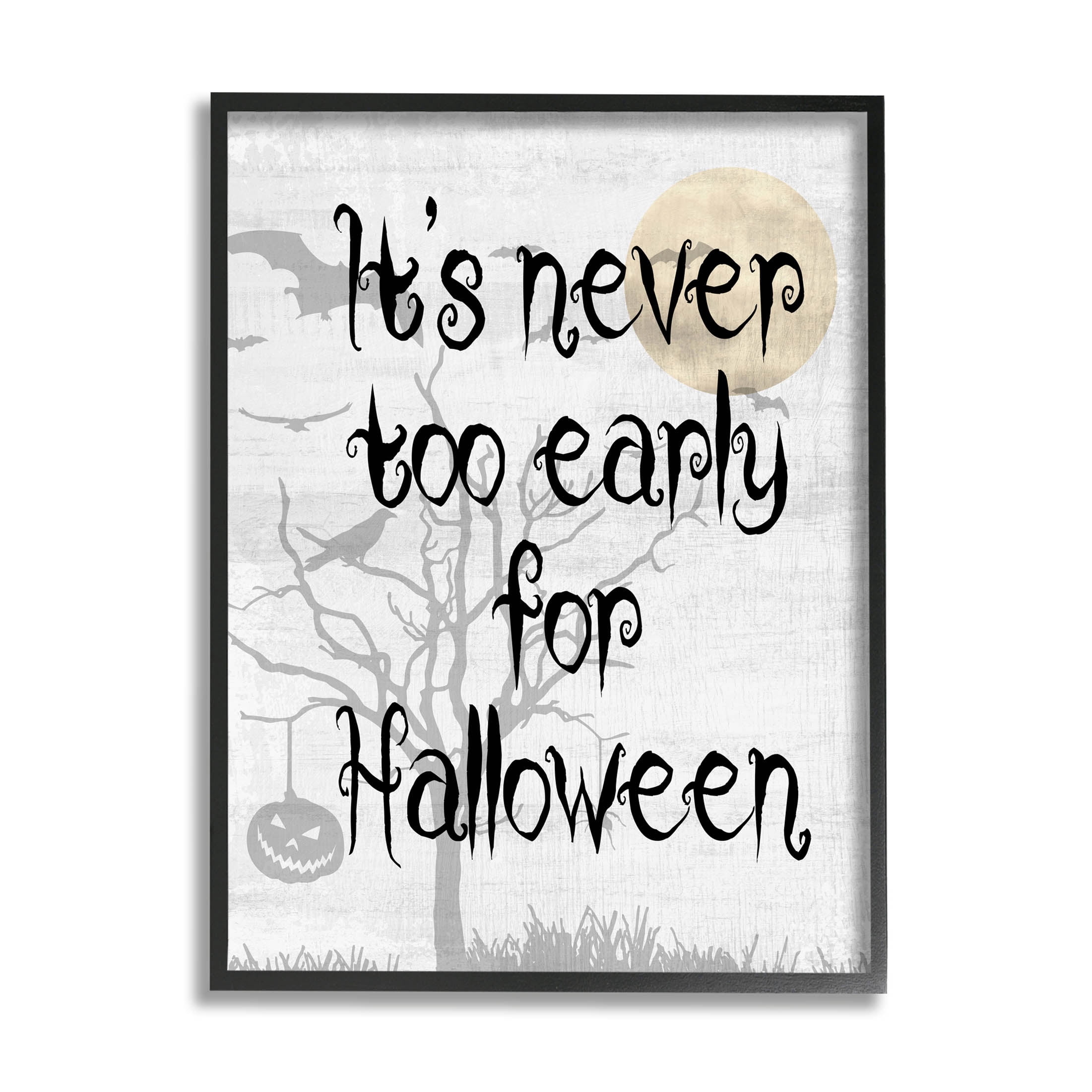Stupell Industries Never Too Early Halloween Scene Graphic Art Black Framed Art Print Wall Art, Design by Lil' Rue